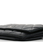 Lambskin Quilted Wallet On Chain WOC Black