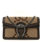 Monogram Jumbo GG Textured Dollar Calfskin Super Mini Dionysus Shoulder Bag Camel Ebony New Acero