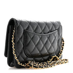 Caviar Quilted Wallet on Chain WOC Black
