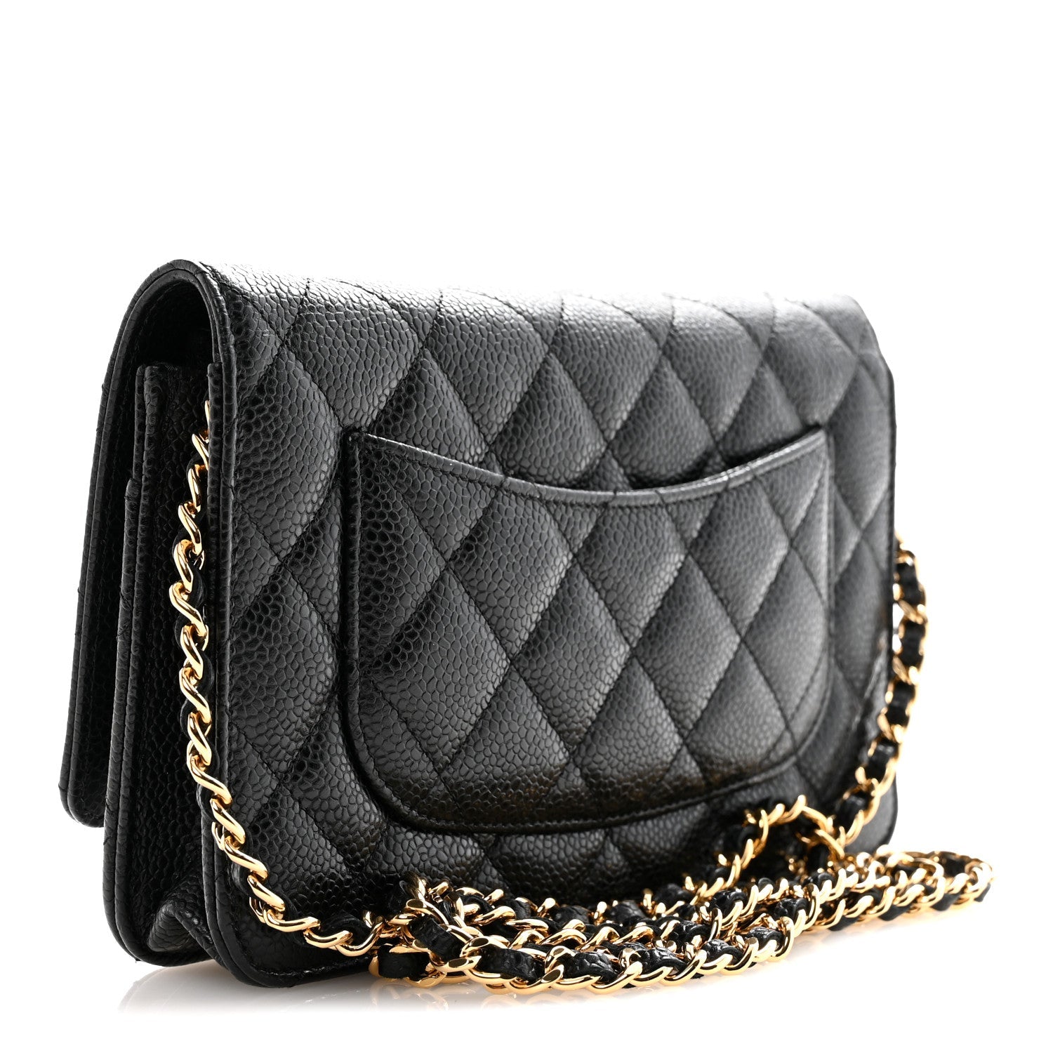 Caviar Quilted Wallet on Chain WOC Black