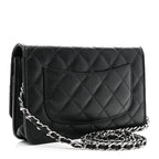 Caviar Quilted Wallet on Chain WOC Black