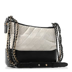 Aged Calfskin Quilted Medium Gabrielle Hobo Black White