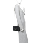 Caviar Quilted Pocket Clutch With Chain WOC Black