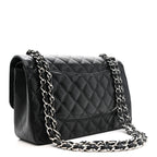 Caviar Quilted Jumbo Double Flap Black