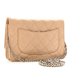 Caviar Quilted Wallet on Chain WOC Beige