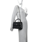 Lambskin Quilted Small Trendy CC Chain Dual Handle Flap Bag Black