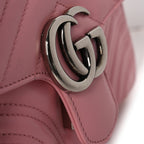 Calfskin Matelasse Mini GG Marmont Top Handle Shoulder Bag Wild Rose