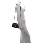 Lambskin Quilted Mini Rectangular Flap Black
