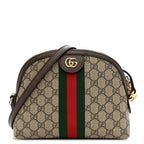 GG Supreme Monogram Textured Dollar Calfskin Web Small Ophidia Dome Shoulder Bag Beige Ebony New Acero