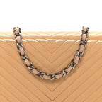 Patent Calfskin Chevron Quilted Wallet On Chain WOC Beige