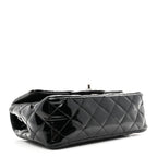 Patent Calfskin Quilted Mini Rectangular Flap Black