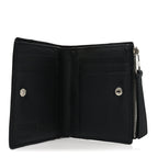Calfskin Puzzle Zip Slim Compact Bi-Fold Wallet Black