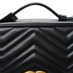 Calfskin Matelasse Sylvie Web Small GG Marmont Top Handle Shoulder Bag Black