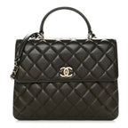 Lambskin Quilted Large Trendy CC Dual Handle Flap Bag Khaki