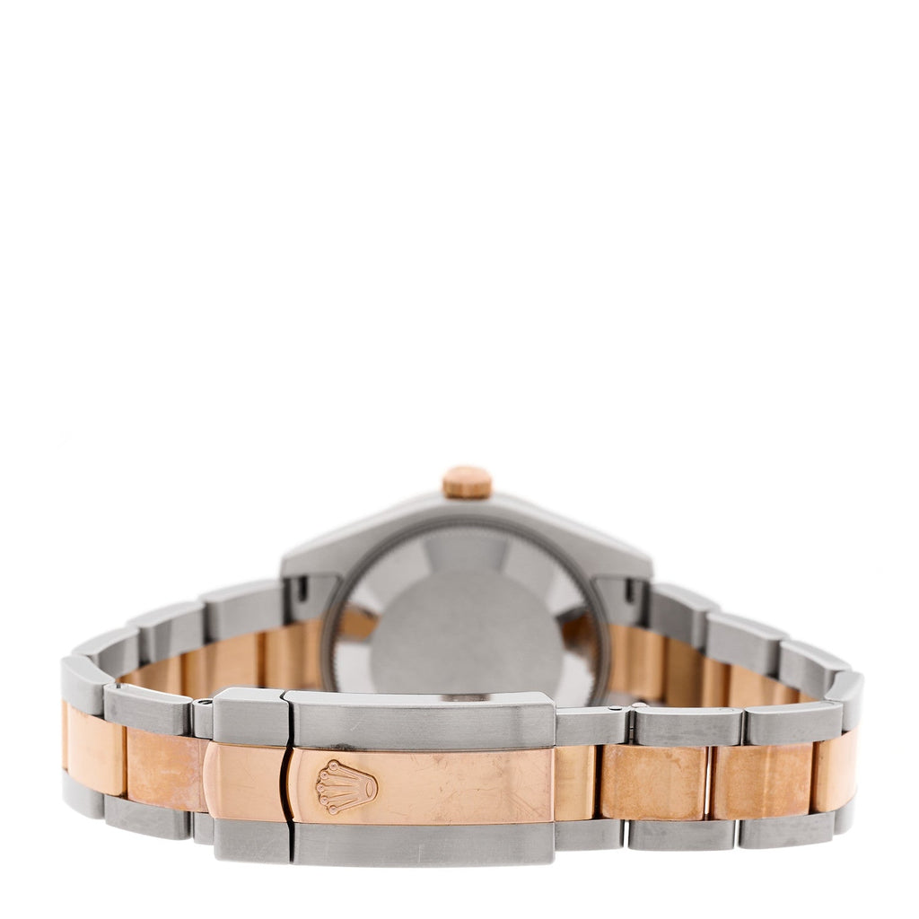 Stainless Steel 18K Everose Gold Diamond 31mm Oyster Perpetual Datejust Watch Chocolate Roman 178341
