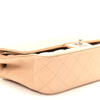 Caviar Quilted Medium Double Flap Beige