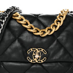Goatskin Quilted Large Chanel 19 Flap Black