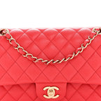 Caviar Quilted Medium Double Flap Red