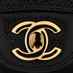 Caviar Quilted Medium Double Flap Black