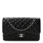 Caviar Quilted Jumbo Double Flap Black