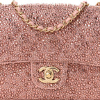 Lambskin Crystal Diamante Small Flap Light Pink