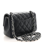 Caviar Quilted Mini Rectangular Flap Navy