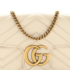 Calfskin Matelasse Super Mini GG Marmont Shoulder Bag White