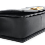 Calfskin Quilted Medium Boy Flap Black
