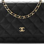 Caviar Quilted Wallet on Chain WOC Black