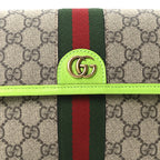 GG Supreme Monogram Web Small Ophidia Belt Bag Beige Ebony Electric Green