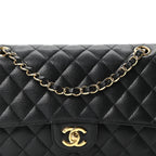Caviar Quilted Medium Double Flap Black