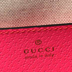 GG Supreme Monogram Textured Dollar Calfskin Web Ophidia Small Crossbody Bag Beige Ebony Fuchsia