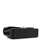 Lambskin Quilted Medium Double Flap Black