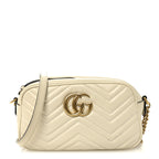 Calfskin Matelasse Small GG Marmont Chain Shoulder Bag White