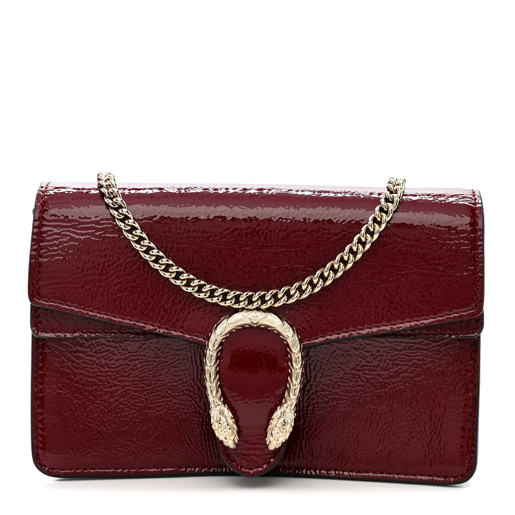 Crinkled Patent Mini Dionysus Shoulder Bag Rosso Ancora Red