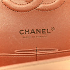 Metallic Lambskin Quilted Medium Double Flap Golden