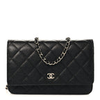 Caviar Quilted Wallet on Chain WOC Black