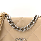 Lambskin Quilted Medium Chanel 19 Flap Beige