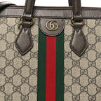 GG Supreme Monogram Web Medium Ophidia Tote Bag Brown