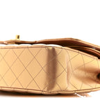 Metallic Lambskin Quilted Medium Double Flap Golden