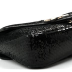 Sequin Matelasse Small GG Marmont Shoulder Bag Black