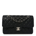 Caviar Quilted Medium Double Flap Black