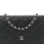 Caviar Quilted Wallet on Chain WOC Black