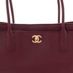 Calfskin Archetype Small Shopping Tote Dark Burgundy