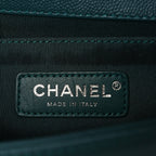 Caviar Chevron Quilted Medium Boy Flap Green