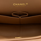Caviar Quilted Jumbo Double Flap Light Beige