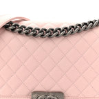 Calfskin Quilted Medium Boy Flap Light Pink