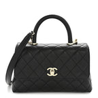 Caviar Quilted Mini Coco Handle Flap Black