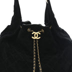 Suede Quilted Medium Chanel 25 Handbag Black