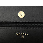 Lambskin Quilted Chanel 19 Wallet On Chain WOC Black